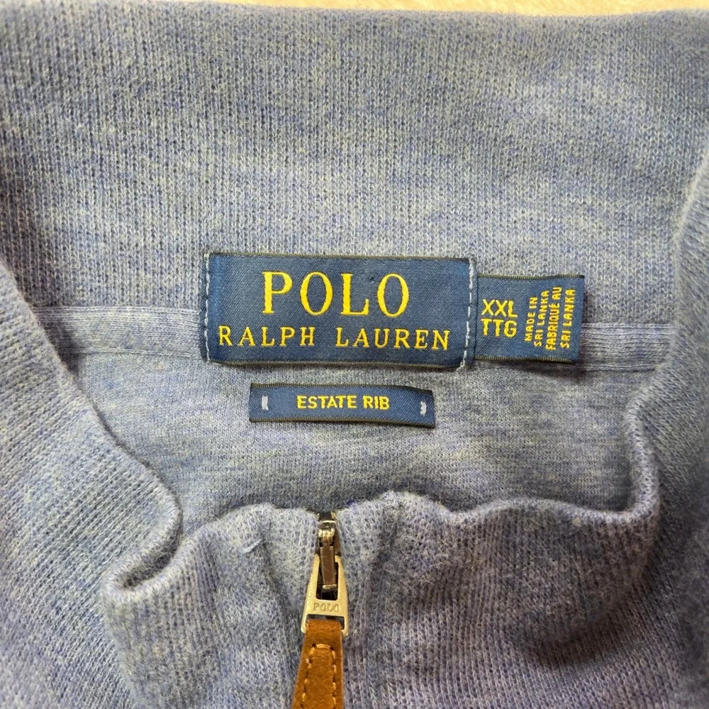 Polo Ralph Lauren Mens Estate Rib Quarter Zip Pullover XXL Blue Cotton